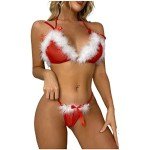 JOAU Sexy Mrs Santa Claus Costume for Women, Ladies Christmas Lingerie Set Bra Thong Outfits Teddy Babydoll for Sex Naughty