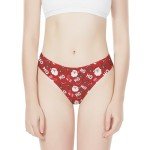 Coloranimal Christmas Santa Claus Thongs for Women Low Rise Christmas Holly Sexy Underwear Candy Cane Xmas Print No Show Breathable Sexy Bikini Panties Ladies Stretch T-back Underpants XL