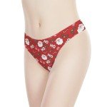 Coloranimal Christmas Santa Claus Thongs for Women Low Rise Christmas Holly Sexy Underwear Candy Cane Xmas Print No Show Breathable Sexy Bikini Panties Ladies Stretch T-back Underpants XL