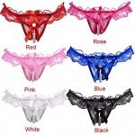 Women Pearl Lace Bowknot Beads Lace Panties Erotic Thong Lingerie Underwear (M-L, Red)