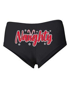 Wild Bobby Naughty Christmas Women's Cotton Spandex Booty Shorts Black, X-Large