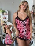 Leopard Pink Sexy Lingerie Set for Curvy Women
