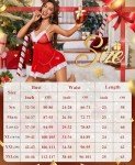 RSLOVE Womens Sexy Christmas Lingerie Red Santa Babydoll Lace Chemises Sleepwear Red M