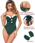 Avidlove Christmas Lingerie Set V Neck Sexy Santa Lingerie for Women Velvet Woman Christmas Costumes lingerie Outfits Green M