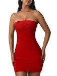 XXTAXN Women's Sexy Tube Sleeveless Bodycon Cocktail Party Mini Dress Red