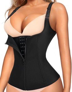 LODAY Waist Trainer Corset for Women Tummy Control Sport Workout Body Shaper Black (2XL, Black(Vest-Adjustable Straps))