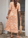 Dokotoo Cocktail Dresses Tassel Tie V Neck Summer Dresses 2024 Short Frill Sleeve Ruffle A-Line Long Dresses Casual Flowy Maxi Dress Boho Beach Dress for Women Evening Party Orange Large