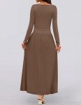 ZESICA Women's Fall Maxi Dress with Pockets