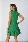 SOLY HUX Women's Ruffle Hem Sleeveless Tank Dress Round Neck Casual Smock Summer Mini Dresses Solid Green M