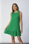 SOLY HUX Women's Ruffle Hem Sleeveless Tank Dress Round Neck Casual Smock Summer Mini Dresses Solid Green M