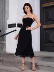 SOLY HUX Women's Strapless Midi Dress Tube Top Off Shoulder Sleeveless Fitted Cocktail Club Party Formal Long Dresses