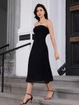 SOLY HUX Women's Strapless Midi Dress Tube Top Off Shoulder Sleeveless Fitted Cocktail Club Party Formal Long Dresses