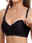 Vinfact Smooth Nursing Bras for Breastfeeding Seamless Maternity Bras for Pregnancy Wireless Bralette with Extra Bra Extender - Large, Black