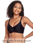 Vinfact Smooth Nursing Bras for Breastfeeding Seamless Maternity Bras for Pregnancy Wireless Bralette with Extra Bra Extender - Large, Black