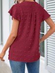 MEROKEETY Women Summer Short Sleeve V-Neck Blouse