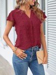 MEROKEETY Women Summer Short Sleeve V-Neck Blouse