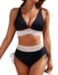 High Waisted Bikini Set in Color Block Bathing Suit