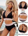 High Waisted Bikini Set in Color Block Bathing Suit