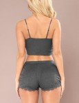 RSLOVE Lace Tank Top and Shorts Set, Dark Grey