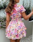 Floral Short Sleeve Swing Mini Dress for Women