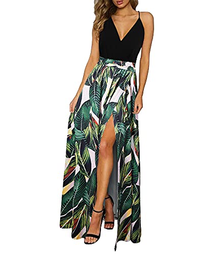 Newshows Dresses for Women 2024 Beach Cover ups Spaghetti Strap Casual Laua Party Tropical Outfits Cocktail Long Formal Flowy Sundresses Trendy (Floral 09, XL)