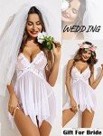 Avidlove White Lace Babydoll Wedding Lingerie