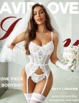Bridal Lace One-Piece Teddy Bodysuit by Avidlove