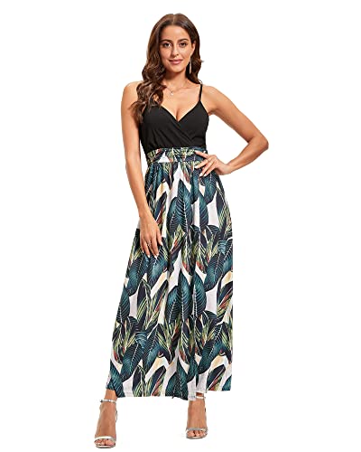 Newshows Dresses for Women 2024 Beach Cover ups Spaghetti Strap Casual Laua Party Tropical Outfits Cocktail Long Formal Flowy Sundresses Trendy (Floral 09, XL)