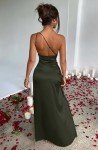 One Shoulder Satin High Split Maxi Dress