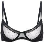 DOBREVA Women's Balconette Lace Bra See Through Demi Sheer Mesh Plus Size Underwire Black 38C