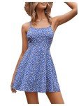 Floerns Women's Summer Ditsy Floral Backless Tie Back Sleeveless Cami Mini Dress Blue XS