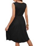 MOLERANI Womens Summer Dresses Sleeveless V Neck Front Buttons Fit and Flare Midi Dress(Black,L)