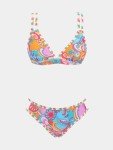 CUPSHE Women's Bikini Set Two Piece Swimsuits Strappy Mid Rise V Neck Cutout Adjustable Double Straps,M