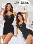 Avidlove Sexy Lingerie for Women Lace Night Gown Soft Sleepwear Babydoll Lingerie Nightgown(Black S)