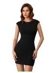 Verdusa Women's Backless Round Neck Cap Sleeve Bodycon Mini Clubwear Dress Black X-Small