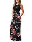 MOLERANI Women's Loose Plain Maxi Dresses Casual Long Dresses with Pockets,Rose Black,XL
