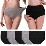 UMMISS Womens Panties, Soft Cotton Solid High Waist Tummy Control Breathable Underwear Brief,Multi,L