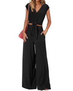 PRETTYGARDEN Women's Black Summer 2-Piece Outfit Set
