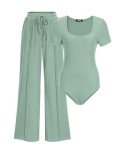 Chic Women's Two-Piece Bodysuit and Pants Set