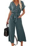 Acelitt Women's Summer V Neck Wide Leg Jumpsuit