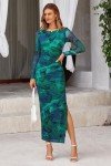 Floral Long Sleeve Bodycon Maxi Dress for Women