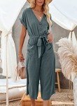 Acelitt Women's Summer V Neck Wide Leg Jumpsuit