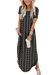 ANRABESS Women's Boho Summer Maxi T-Shirt Dress