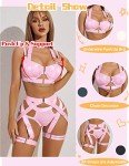 Avidlove Pink Strappy Corset Lingerie Set