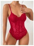 Milumia Women's Sheer Floral Lace Corset Bodysuit