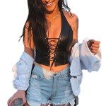 Adjustable Spaghetti Strap Black Corset Crop Top