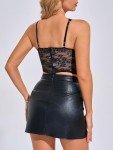 WDIRARA Women's Black Lace Cut Out Corset Top