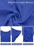 MEROKEETY Women Casual V Neck Flutter Short Sleeve Blouse Swiss Dot Loose Tunic Shirt Top Royal XX-Large