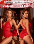 Avidlove Women Lingerie Bodysuit Christmas Red Lace Teddy Underwear Sexy Langery