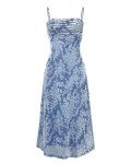 BTFBM Women's Sexy Spaghetti Strap Cowl Neck Party Club Bodycon Midi Dress Elegant Cocktail Dress Summer Floral Dress(Light Blue,Large)